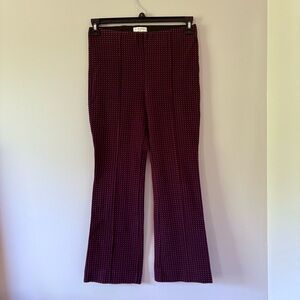 Anthropologie Burgundy Checkered Flare Pants